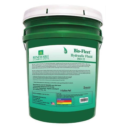 5 gal Pail, Hydraulic Oil, 22 ISO Viscosity, Not Specified SAE MPN:80814