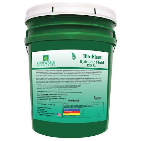 5 gal Pail, Hydraulic Oil, 32 ISO Viscosity, Not Specified SAE MPN:80824
