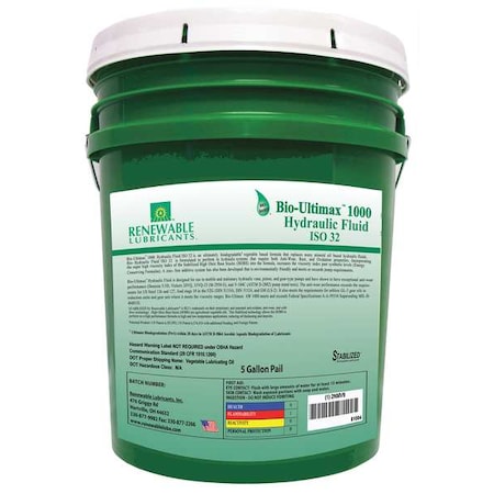 5 gal Pail, Hydraulic Oil, 32 ISO Viscosity, Not Specified SAE MPN:81004