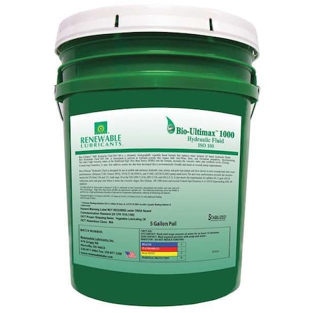 5 gal Pail, Hydraulic Oil, 100 ISO Viscosity, Not Specified SAE MPN:81034