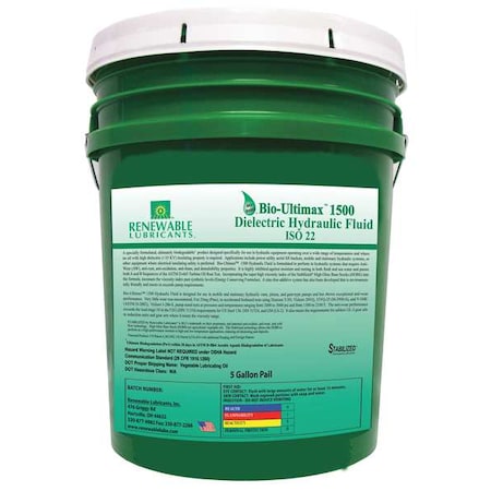 5 gal Pail, Hydraulic Oil, 22 ISO Viscosity, Not Specified SAE MPN:81094