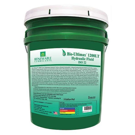 5 gal Pail, Hydraulic Oil, 22 ISO Viscosity, Not Specified SAE MPN:81324