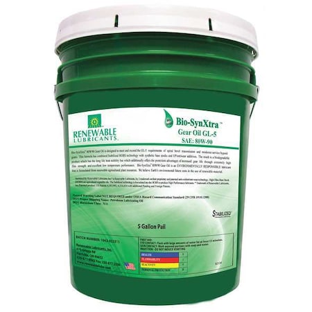 Gear Oil, 5 gal Sz, Light Golden MPN:82134