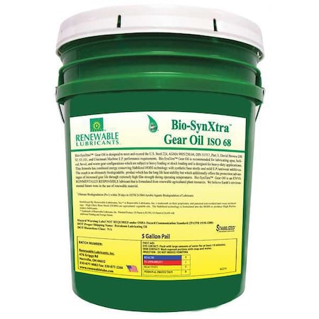 5 gal Gear Oil Pail 46 ISO Viscosity, 80W85 SAE, Yellow MPN:82414