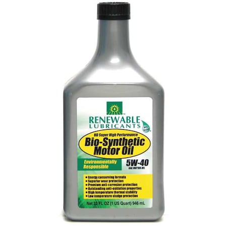 Engine Oil, 5W-40, Bio-Synthetic, 1 Qt. MPN:85251