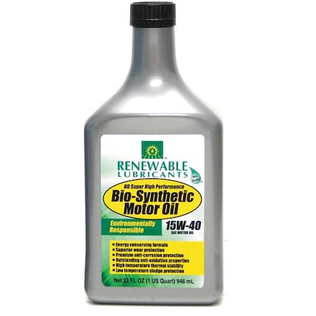 Engine Oil, 15W-40, Bio-Synthetic, 1 Qt. MPN:85351