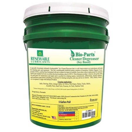 Bio-Parts Cleaner Degreaser, 5 gal Pail, Ready To Use, Soy Based, MPN:86634