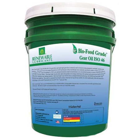 5 gal Gear Oil Pail 46 ISO Viscosity, Not Specified SAE, Yellow MPN:87214