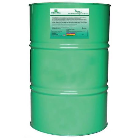 Penetrating Lubricant, 55 gal, Drum, Vegetable Oil Base, 295 Degrees F Max Op Temp, Not Rated, Yellow MPN:80006