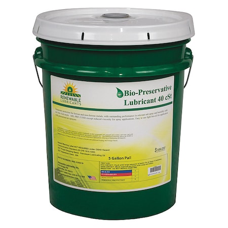 General Purpose Lubricant, 5 gal, Pail, Vegetable Oil Base, 464 Degrees F Max Op Temp, Yellow MPN:86044