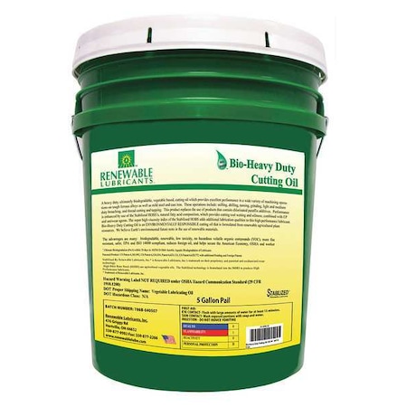 Cutting Oil, Pail, Yellow, 5 gal. MPN:86714