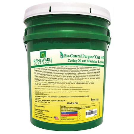 Cutting Oil, 5 gal, Bucket MPN:86834