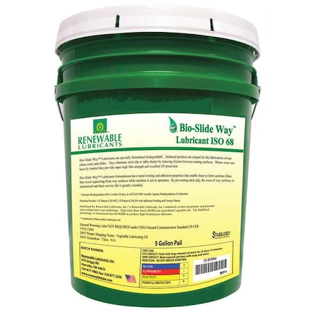 Slide Way Oil, Bio-SW, 5 gal., ISO 68 MPN:86914