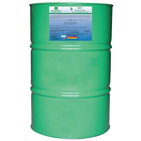 Penetrating Lubricant, 55 gal, Drum, Vegetable Oil Base, 280 Degrees F Max Op Temp, H1- Food Grade, Yellow MPN:87006