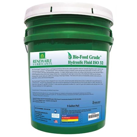 Bio-Food Grade Hydraulic Fluid, 5 gal., ISO 32 MPN:87124