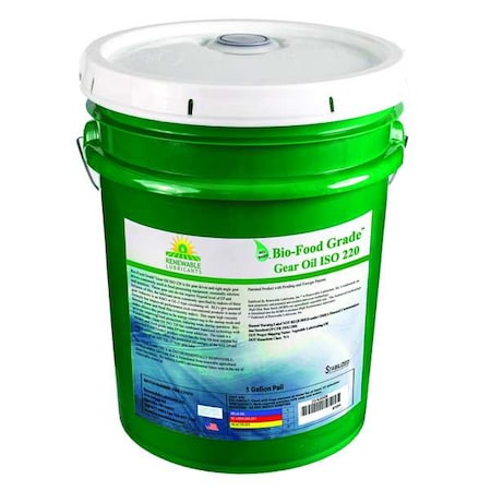 5 gal. Bio-Food Grade Gear Oil Pail, 220 ISO Viscosity, Light Amber MPN:87254