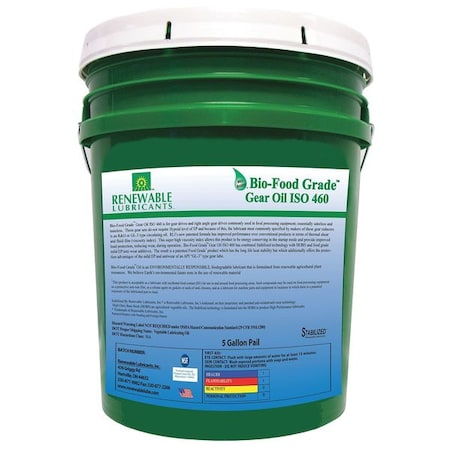 5 gal. Bio-Food Grade Gear Oil Pail, 460 ISO Viscosity, Light Amber MPN:87274