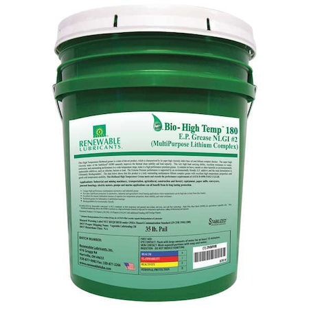 Grease, 35 lb, Pail, Semi-Synthetic Base, 285 Degrees F Max Op Temp, Green MPN:87614