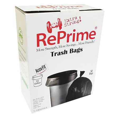 55 gal Trash Bags, 40 in x 53 in, Premium, 1.3 mil, Black MPN:H8053PK RC1