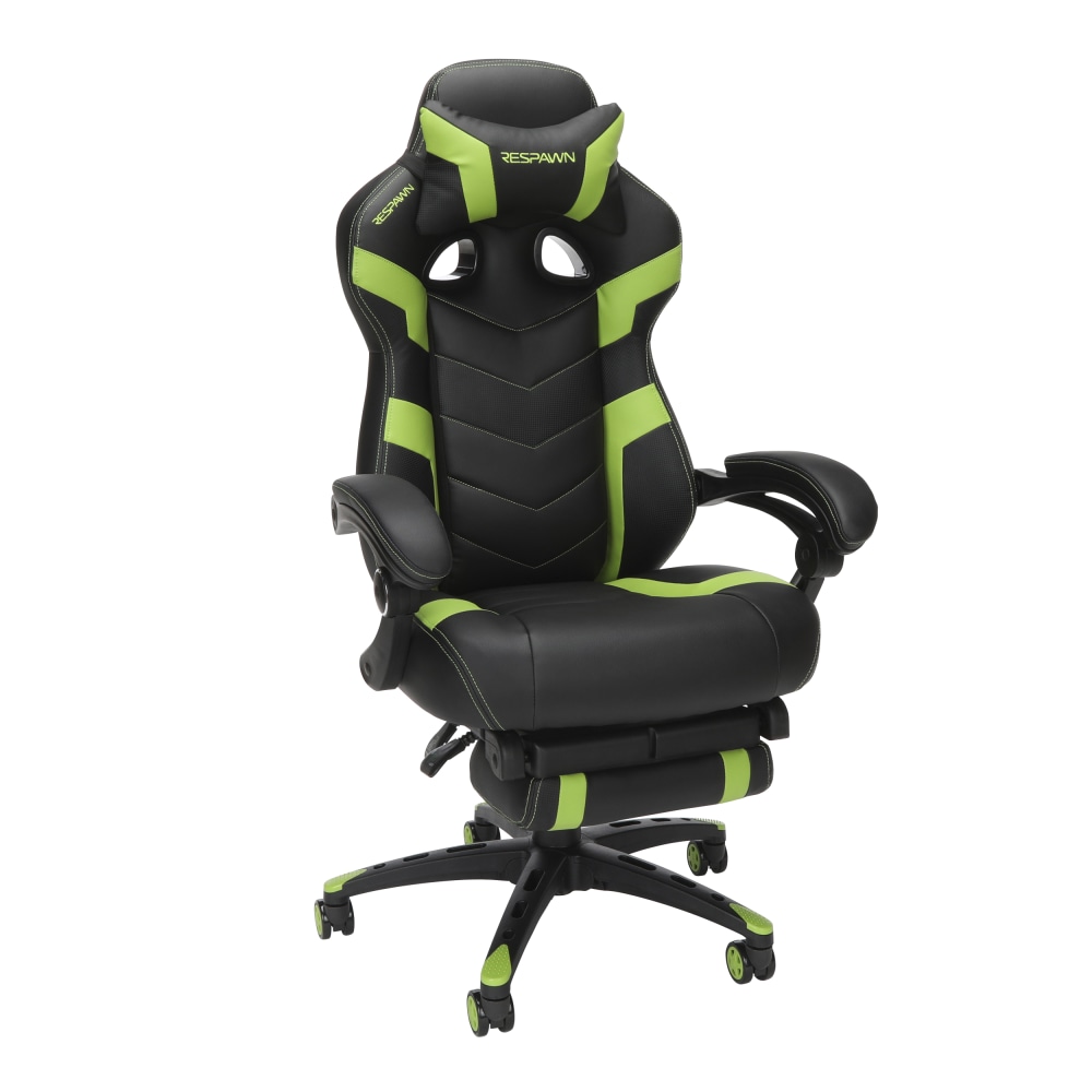 RESPAWN 110 Pro Gaming Chair, With Footrest & Headrest Pillow, Green, RSP110V2GRN MPN:RSP-110V2-GRN