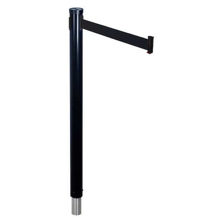 Barrier Post with Belt, Black, 10 ft Length, 38 in Post Height, No Legend, Black MPN:300RBA-BK