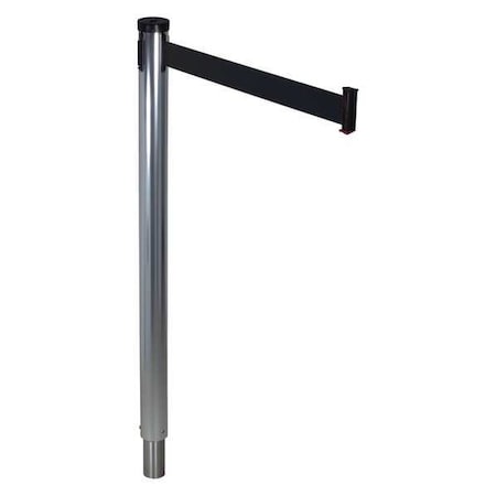 Barrier Post with Belt, Polished Aluminum, 10 ft Length, 38 in Post Height, Polished Aluminum MPN:300RPA-BK