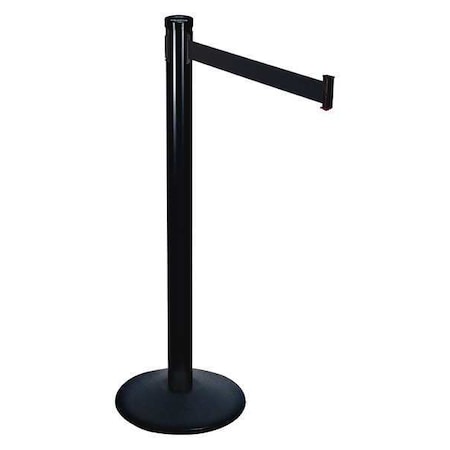 Barrier Post with Belt, Black, 10 ft Length, 40 in Post Height, No Legend, Black MPN:301BA-BK