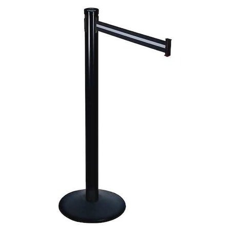 Barrier Post with Belt, Black, 10 ft Length, 40 in Post Height, Black MPN:301BA-BW