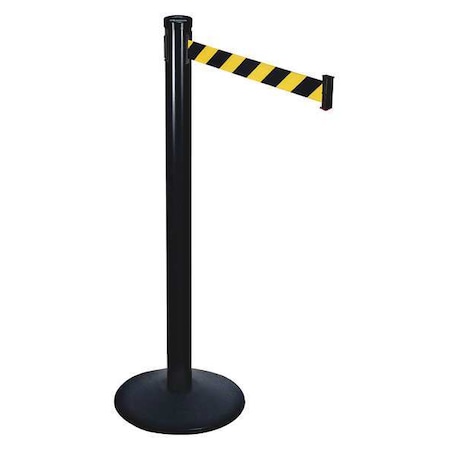 Barrier Post with Belt, Black, 10 ft Length, 40 in Post Height, No Legend, Black MPN:301BA-BYD