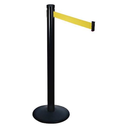 Barrier Post with Belt, Black, 10 ft Length, 40 in Post Height, Black MPN:301BA-YW
