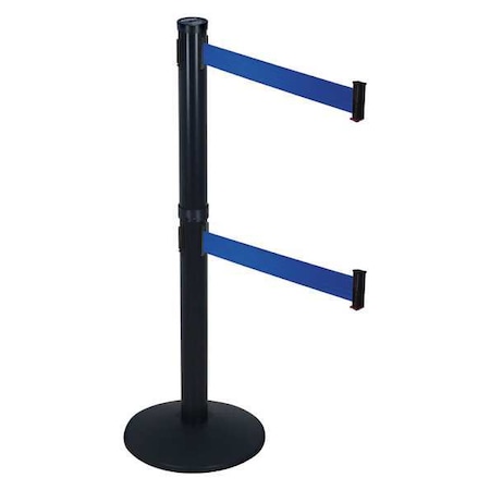 Barrier Post with Belt, Black, 10 ft Length, 40 in Post Height, Black MPN:301DBA-BL