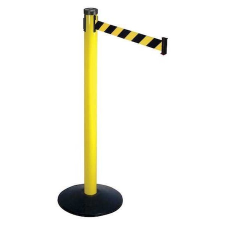 Barrier Post with Belt, Yellow, 10 ft Length, 40 in Post Height, No Legend, Yellow MPN:301YA-BYD