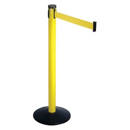 Barrier Post with Belt, Yellow, 10 ft Length, 40 in Post Height, Yellow MPN:301YA-YW