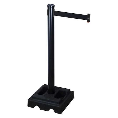Barrier Post with Belt, Black, 10 ft Length, 40 in Post Height, No Legend, Black MPN:302BA-BK
