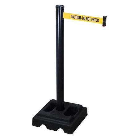 Barrier Post with Belt, Black, 10 ft Length, 40 in Post Height, Caution Do Not Enter, Black MPN:302BA-CAU