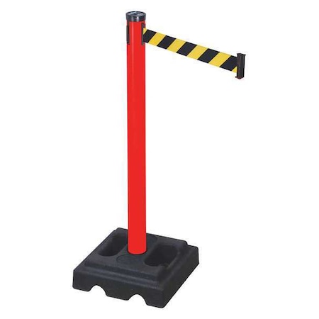 Barrier Post with Belt, Red, 10 ft Length, 40 in Post Height, Red MPN:302PRD-BYD