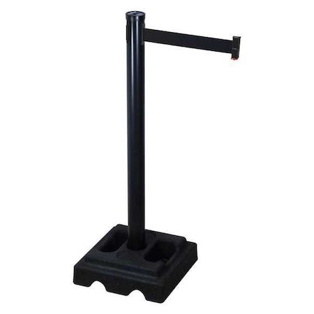 Barrier Post with Belt, Black, 10 ft Length, 40 in Post Height, Black MPN:302PSB-BK