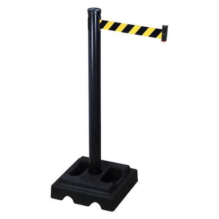 Barrier Post with Belt, Black, 10 ft Length, 40 in Post Height, Black MPN:302PSB-BYD