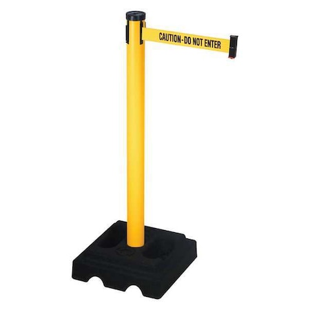 Barrier Post with Belt, Yellow, 10 ft Length, 40 in Post Height, Caution Do Not Enter, Yellow MPN:302PYW-CAU
