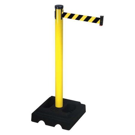 Barrier Post with Belt, Yellow, 10 ft Length, 40 in Post Height, Yellow MPN:302YA-BYD