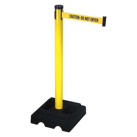 Barrier Post with Belt, Yellow, 10 ft Length, 40 in Post Height, Caution Do Not Enter, Yellow MPN:302YA-CAU