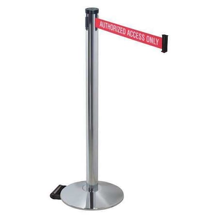 Barrier Post with Belt, Gray, 10 ft Length, 40 in Post Height, Authorized Access Only MPN:304PAPC-AAO