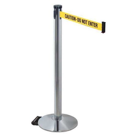Barrier Post with Belt, Gray, 10 ft Length, 40 in Post Height, Caution Do Not Enter MPN:304PAPC-CAU