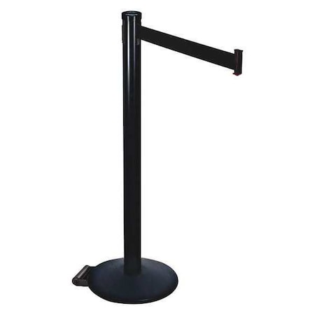 Barrier Post with Belt, Black, 10 ft Length, 40 in Post Height, No Legend, Powder Coated MPN:305BA-BK
