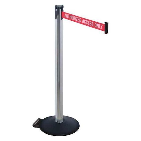 Barrier Post with Belt, Black, 10 ft Length, 40 in Post Height, Authorized Access Only MPN:305PA-AAO