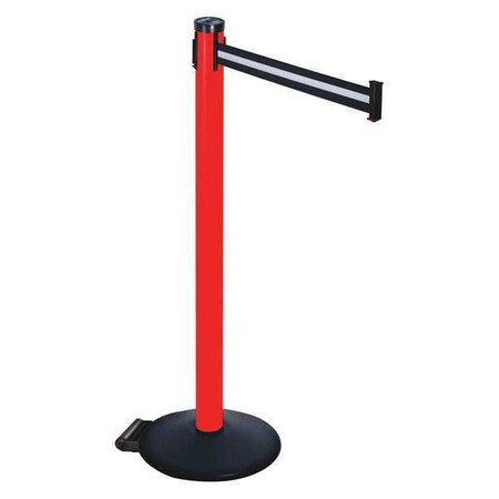 Barrier Post with Belt, Black, 10 ft Length, 40 in Post Height, No Legend, Powder Coated MPN:305PRD-BW