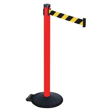 Barrier Post with Belt, Black, 10 ft Length, 40 in Post Height, No Legend, Powder Coated MPN:305PRD-BYD