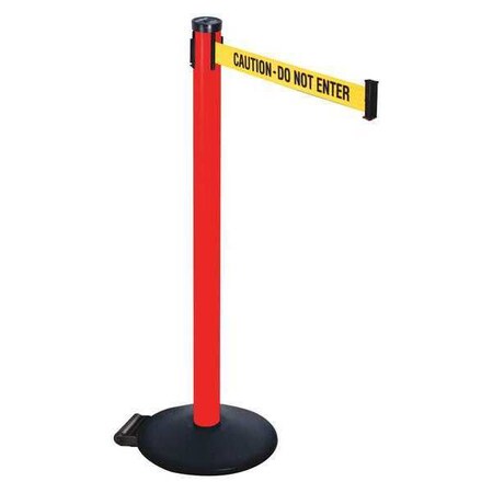 Barrier Post with Belt, Black, 10 ft Length, 40 in Post Height, Caution Do Not Enter, Powder Coated MPN:305PRD-CAU