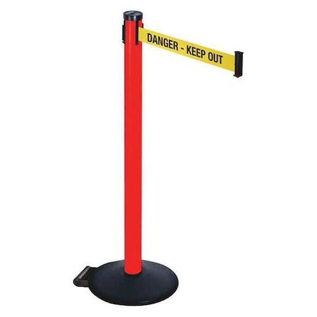 Barrier Post with Belt, Black, 10 ft Length, 40 in Post Height, Danger Keep Out, Powder Coated MPN:305PRD-DKO