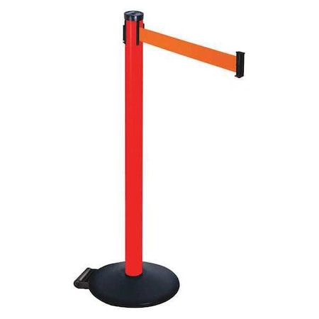 Barrier Post with Belt, Black, 10 ft Length, 40 in Post Height, No Legend, Powder Coated MPN:305PRD-FO
